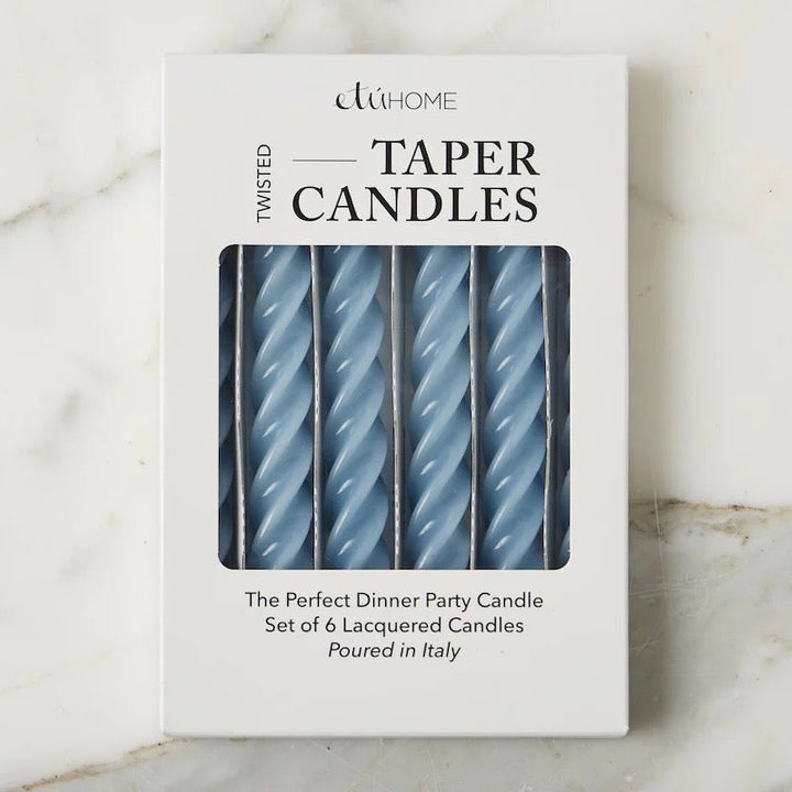 Denim Twisted Taper Candles, Set of 6