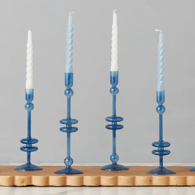 Denim Twisted Taper Candles, Set of 6