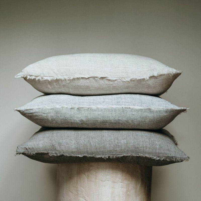 Lina Linen Pillow Grey Stripe 24" x 24"