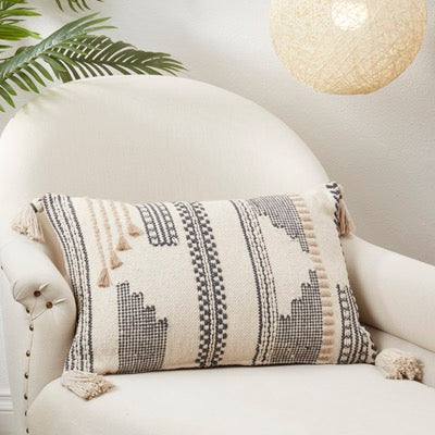 Zeya Geometric Stitch Pillow - Down Filled