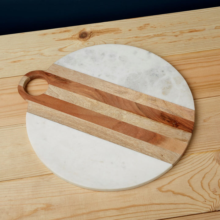 Analise Marble and Wood Round Board