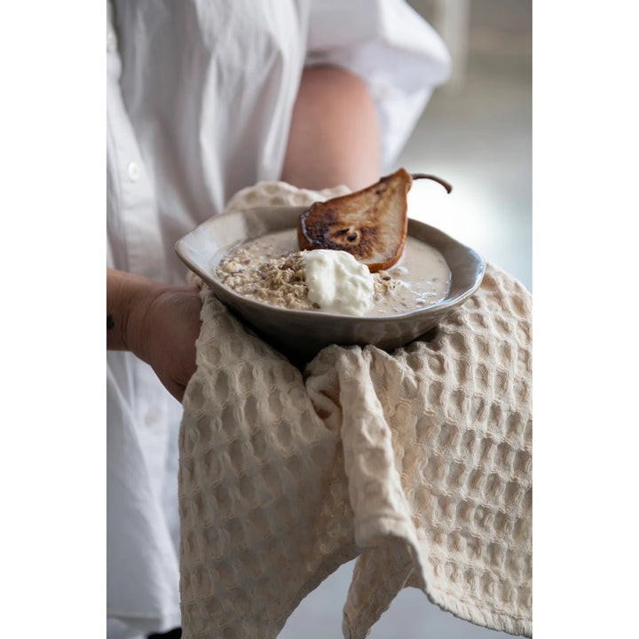 Tamara Stonewashed Cotton Waffle Weave Dish Cloths, Set of 3, Cream