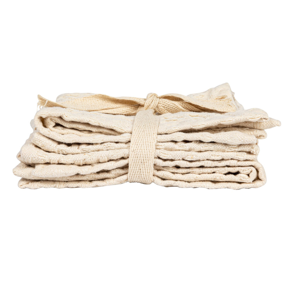 Tamara Stonewashed Cotton Waffle Weave Dish Cloths, Set of 3, Cream