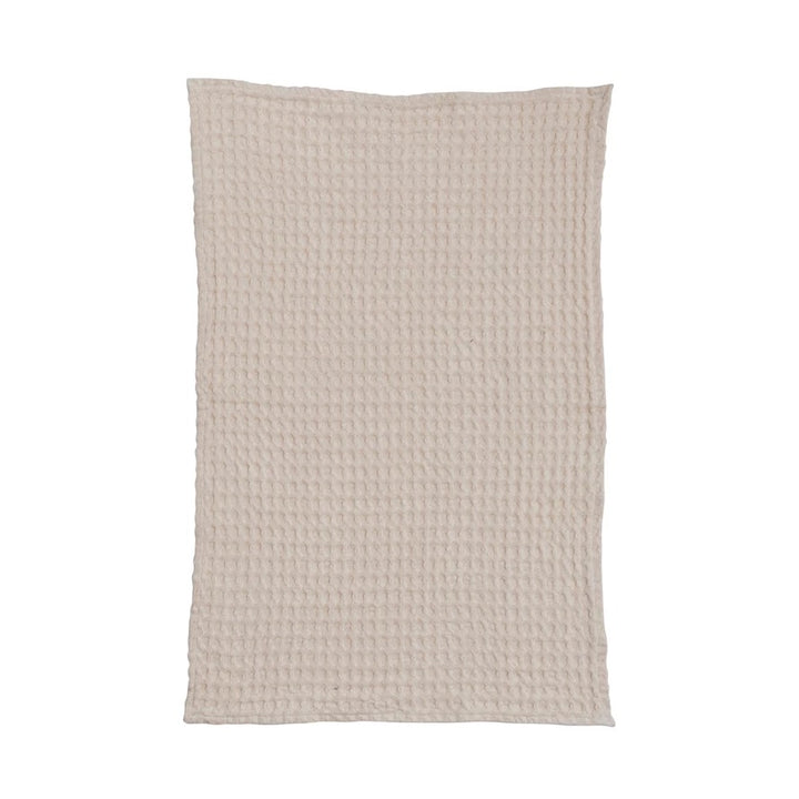 Tamara Stonewashed Cotton Waffle Weave Tea Towel, Cream