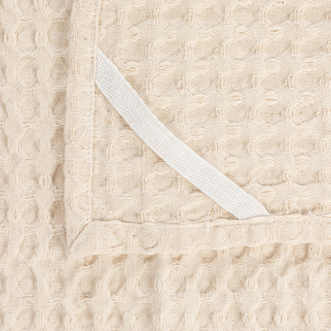 Tamara Stonewashed Cotton Waffle Weave Tea Towel, Cream