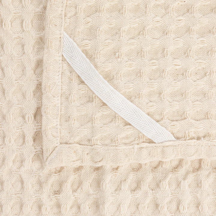 Tamara Stonewashed Cotton Waffle Weave Tea Towel, Cream
