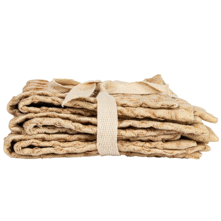 Tamara Stonewashed Cotton Waffle Weave Dish Cloths, Set of 3, Tan