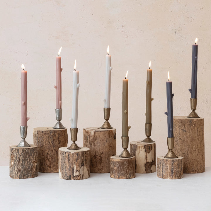 La LuzTreeBranch Shaped Taper Candles, Charcoal Gray, Set of 2
