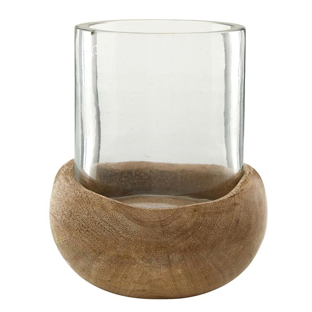 Mya Wooden Glass Hurricane, 3 Sizes