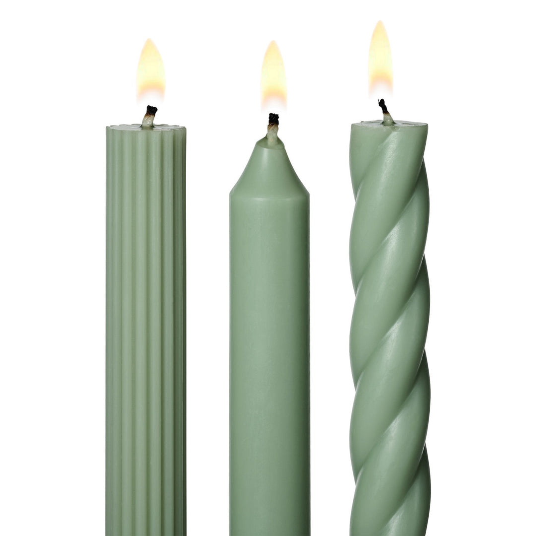 Illume Candle Taper, 3-Pack, Sage Green