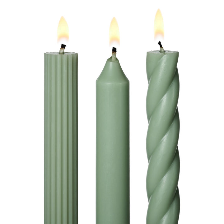 Illume Candle Taper, 3-Pack, Sage Green