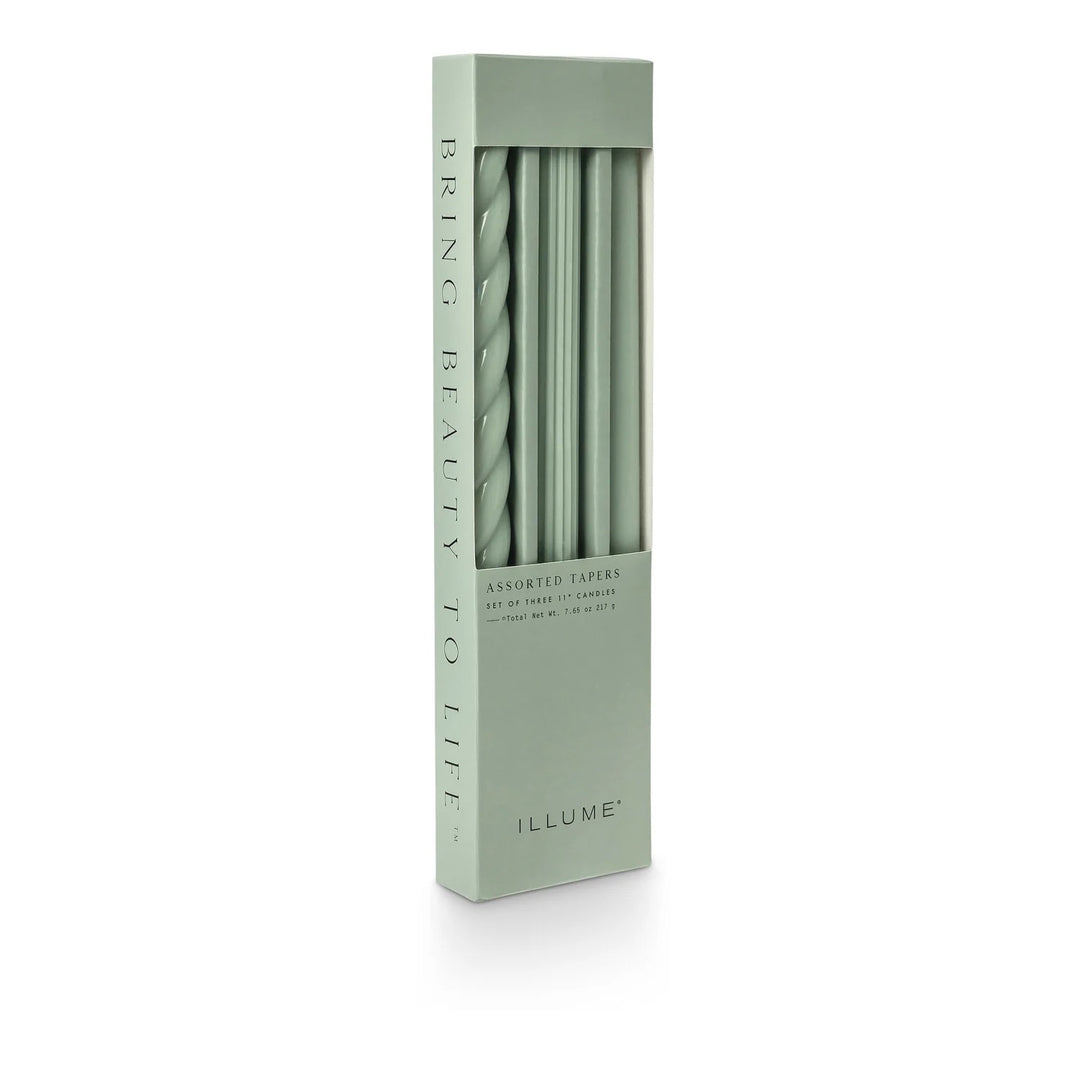 Illume Candle Taper, 3-Pack, Sage Green