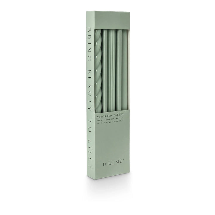 Illume Candle Taper, 3-Pack, Sage Green