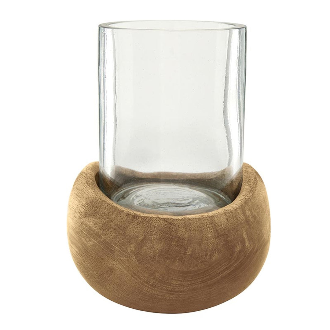 Mya Wooden Glass Hurricane, 3 Sizes