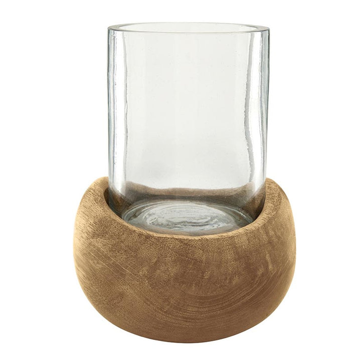 Mya Wooden Glass Hurricane, 3 Sizes