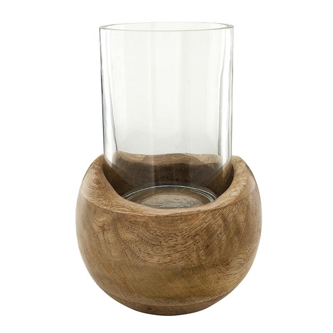 Mya Wooden Glass Hurricane, 3 Sizes