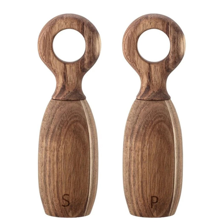 Nora Acacia Wood Salt & Pepper Mills, Natural, Set of 2