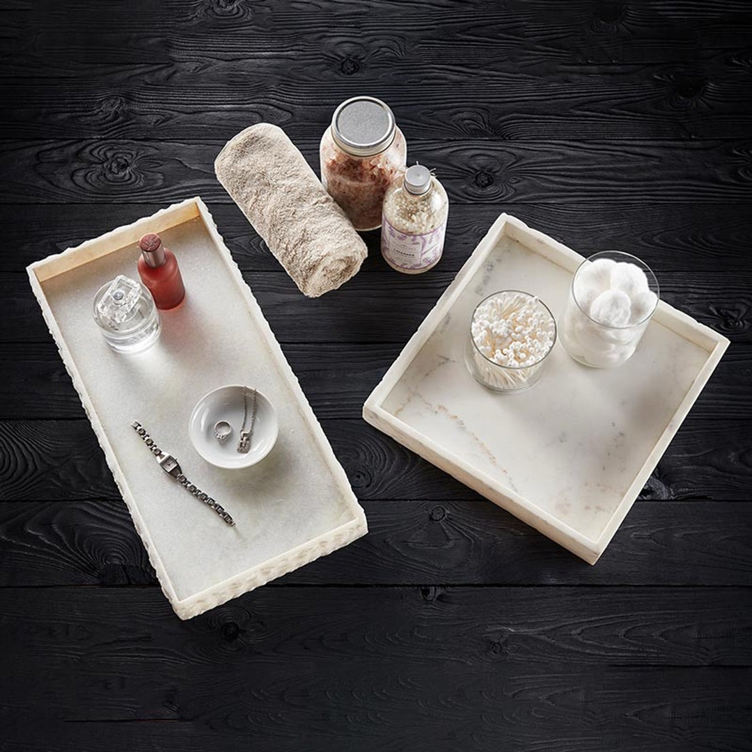 Nadine Etched Marble Square Tray