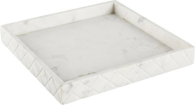 Nadine Etched Marble Square Tray