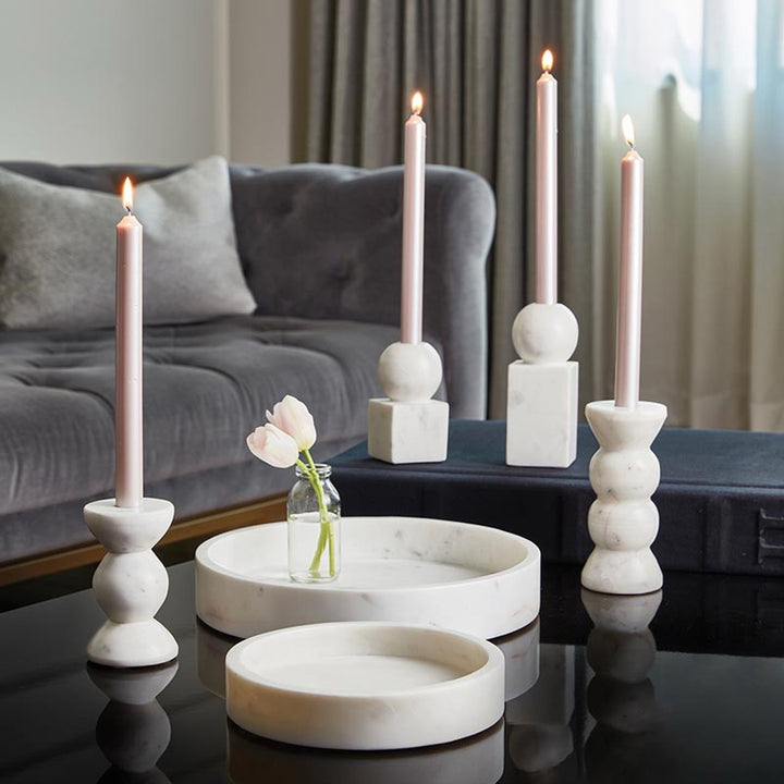 Yasara White Marble Round Tray, Large