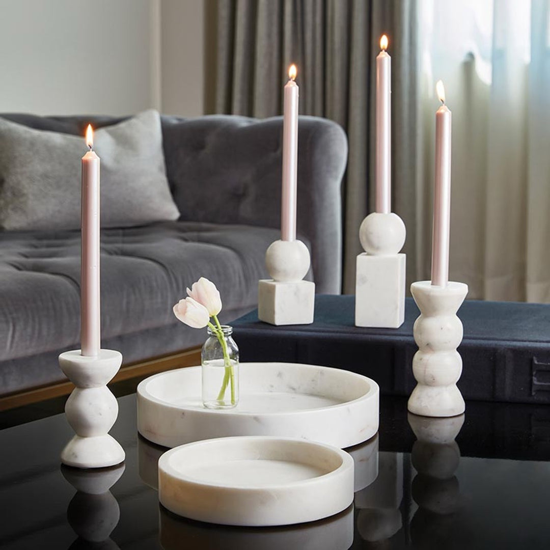 Jesaya Marble Candle Taper Holders, 2 Sizes