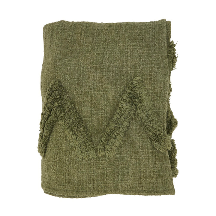 Elle Tufted Throw in Moss 50" x 60"