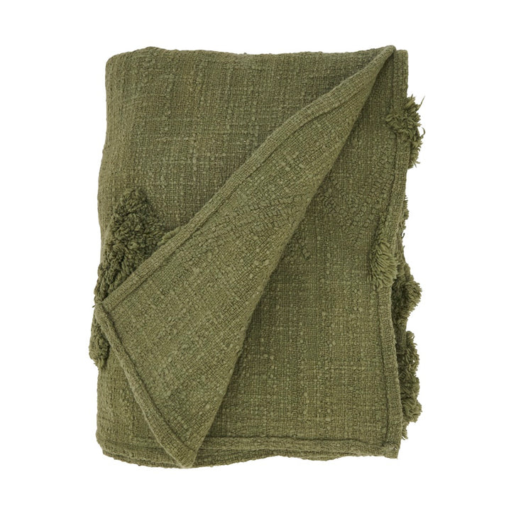 Elle Tufted Throw in Moss 50" x 60"