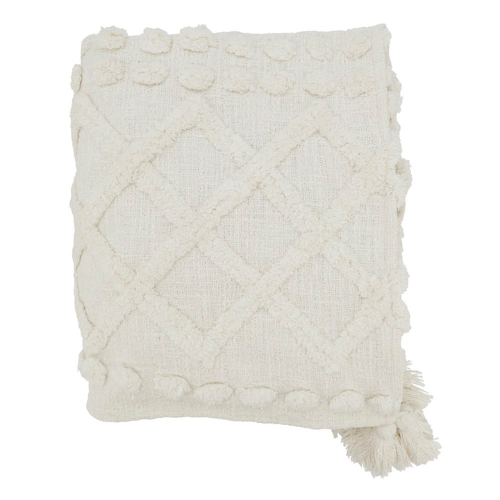 Elle Tufted Throw in Ivory 50" x 60"