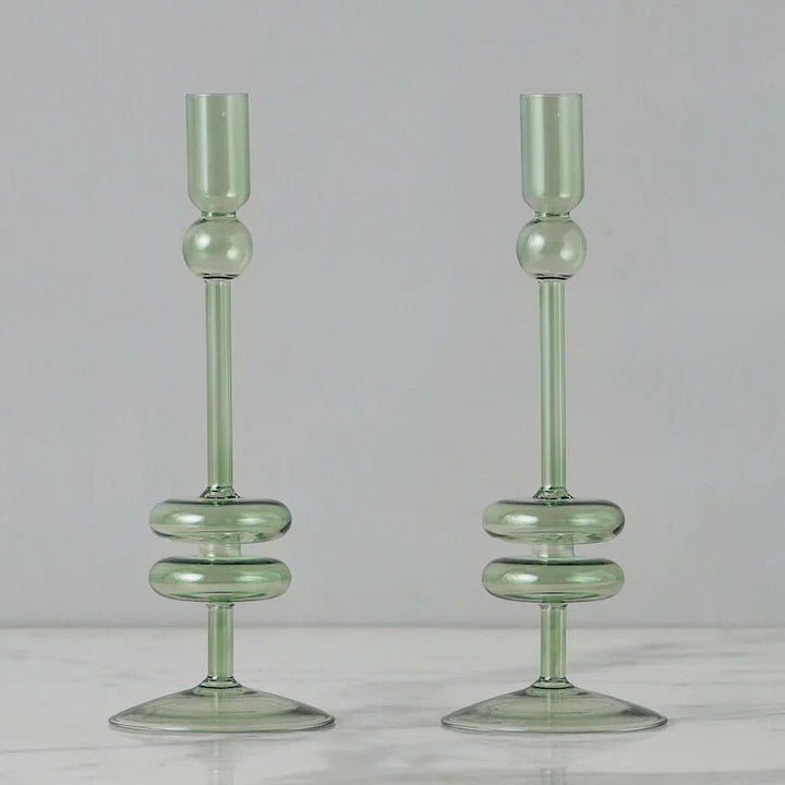 Sven Glass Candle Holders, Denim, Clear and Sapphire (Set of 2)