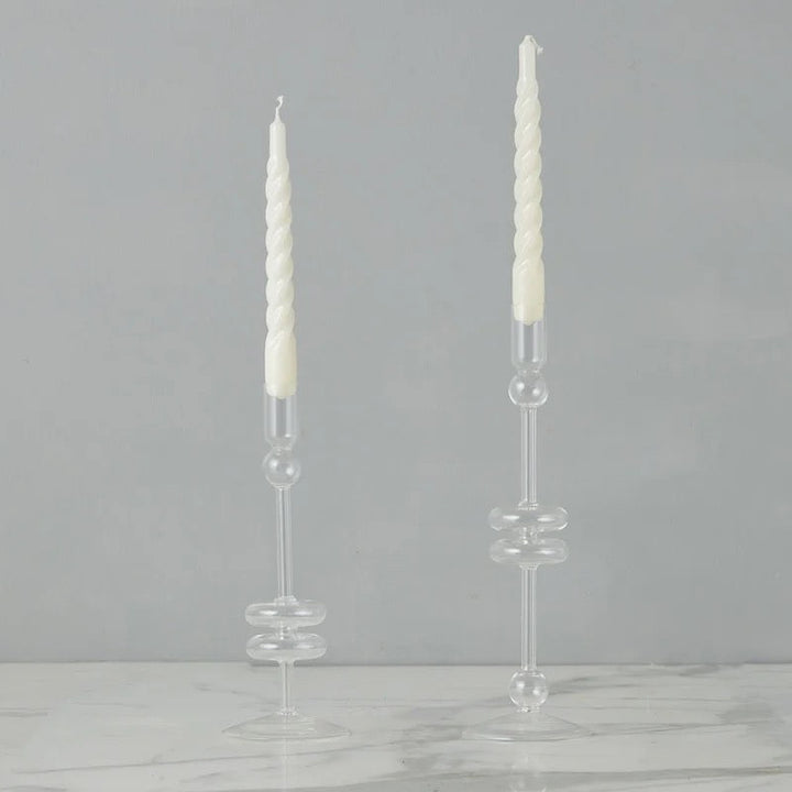 Sven Glass Candle Holders, Denim, Clear and Sapphire (Set of 2)