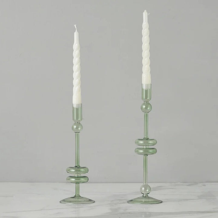 Sven Glass Candle Holders, Denim, Clear and Sapphire (Set of 2)