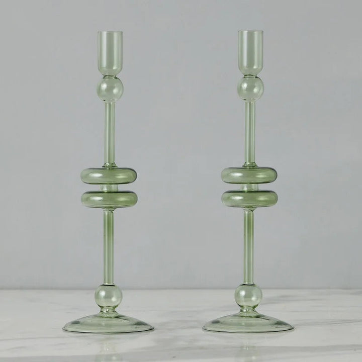 Sven Glass Candle Holders, Denim, Clear and Sapphire (Set of 2)
