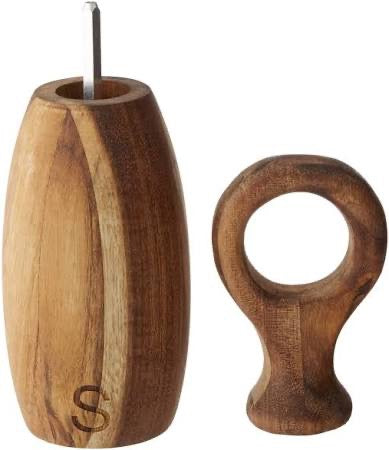 Nora Acacia Wood Salt & Pepper Mills, Natural, Set of 2