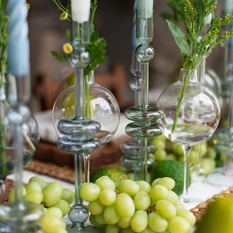 Sven Glass Candle Holders, Denim, Clear and Sapphire (Set of 2)