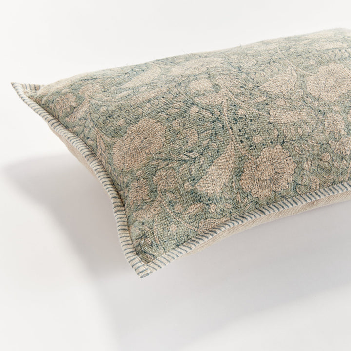 Pascaline European Linen Lumbar Pillow 14" x 20", Blue