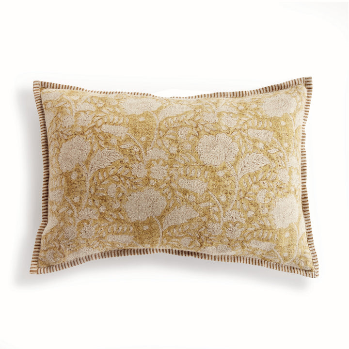 Pascaline European Linen Lumbar Pillow 14" x 20", Ochre