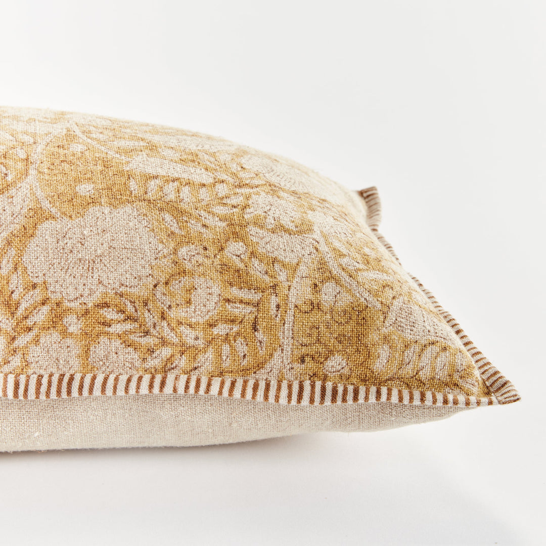 Pascaline European Linen Lumbar Pillow 14" x 20", Ochre