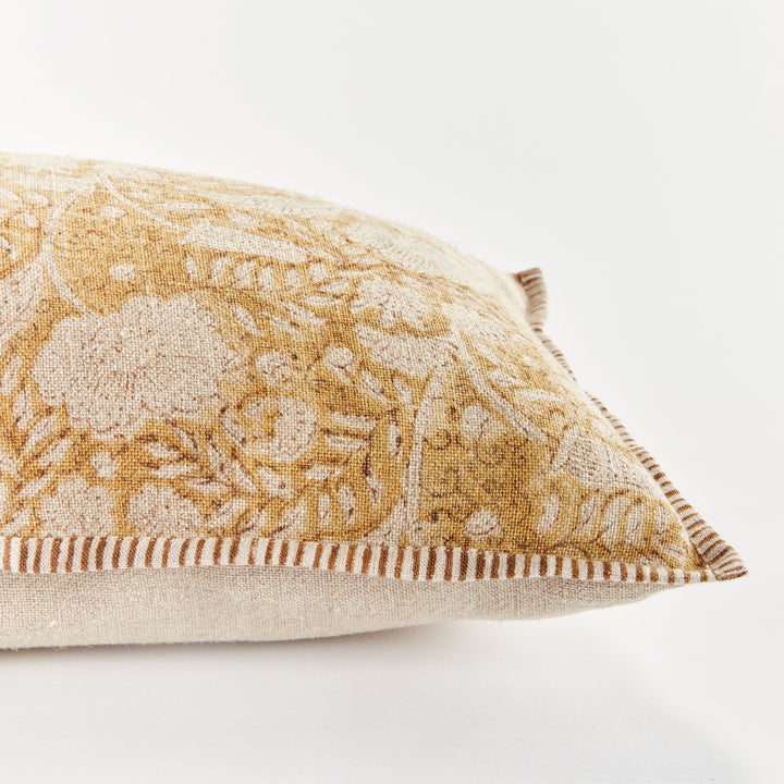 Pascaline European Linen Lumbar Pillow 14" x 20", Ochre