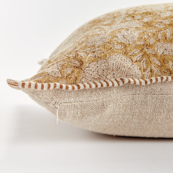 Pascaline European Linen Lumbar Pillow 14" x 20", Ochre