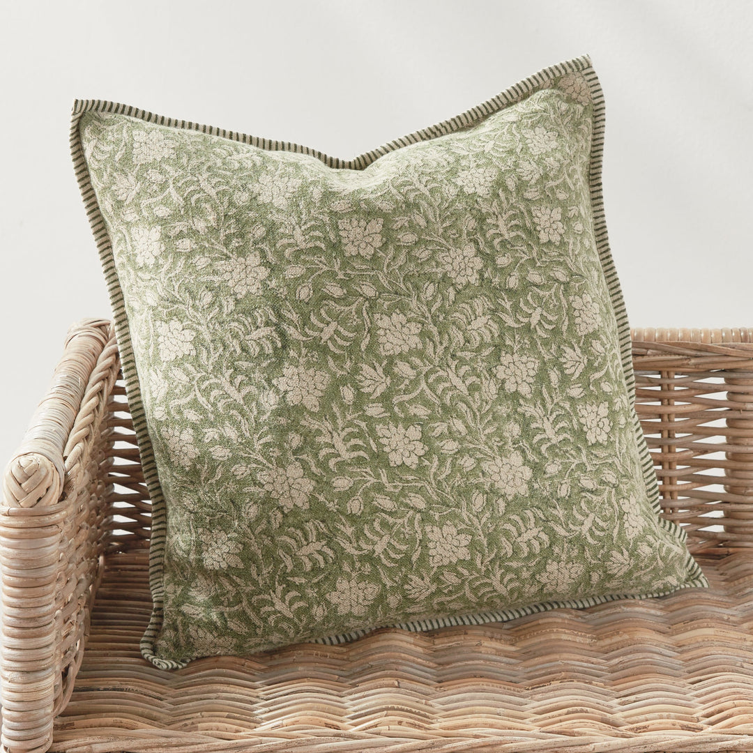 Henriella European Linen Pillow 20" x 20" Green