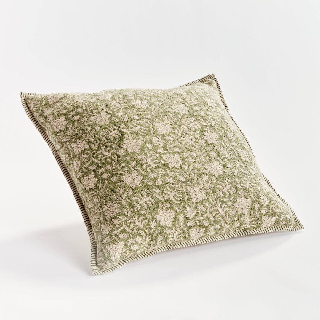 Henriella European Linen Pillow 20" x 20" Green