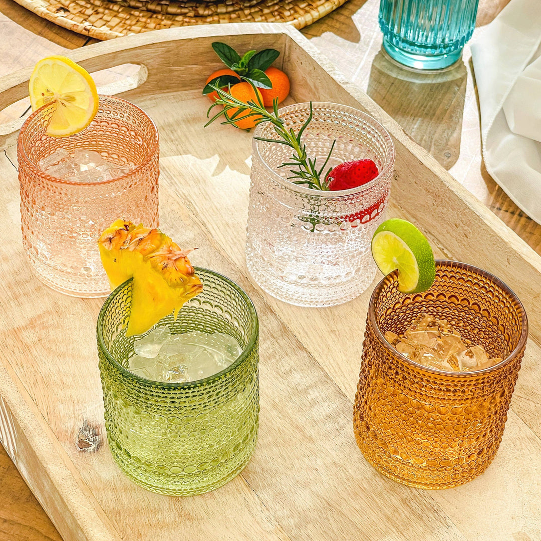 Jaseda Beaded Sage Green Drinking Glasses 10oz (Set of 6)