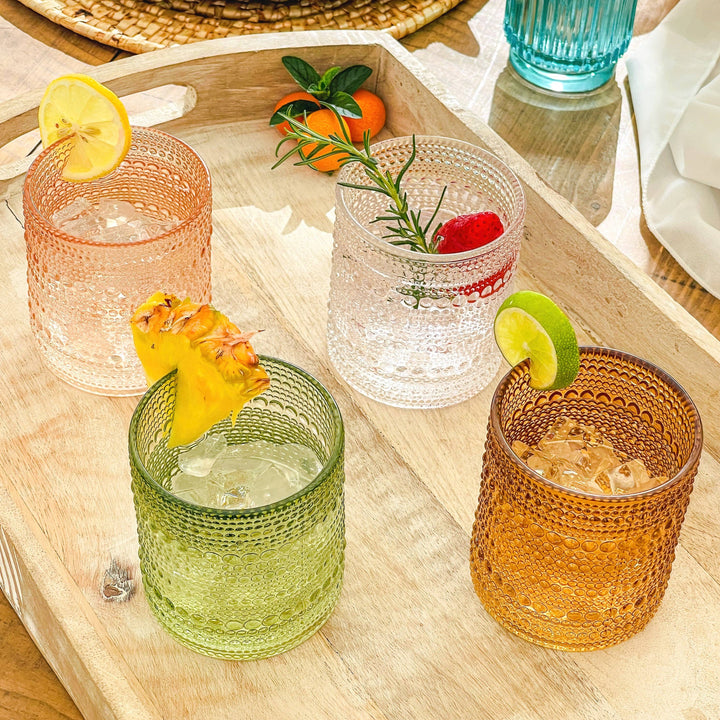 Jaseda Beaded Sage Green Drinking Glasses 10oz (Set of 6)