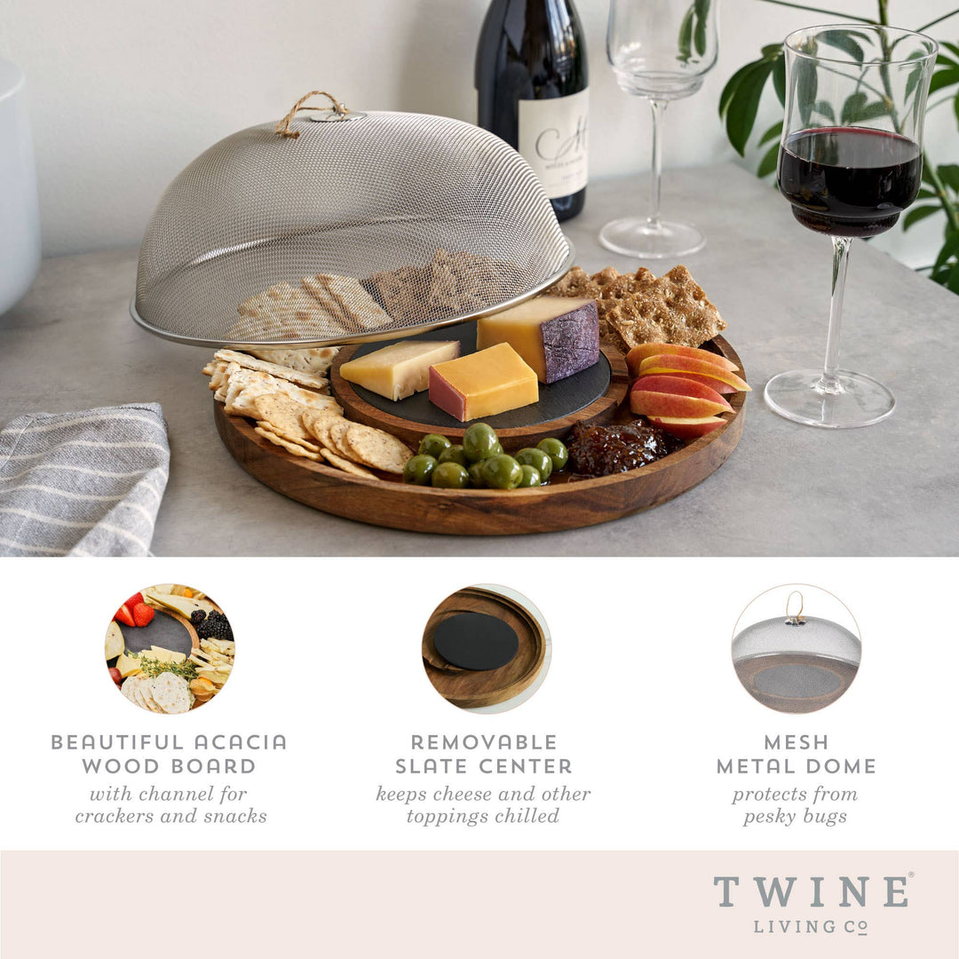 Eldora Acacia Wood & Slate Cheese Board charcuterie set