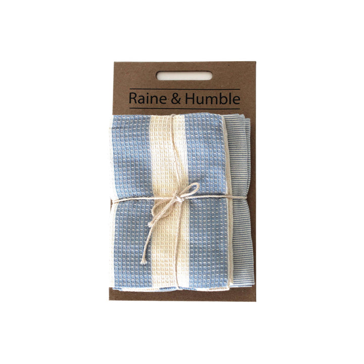 Dante Striped Light Blue Tea Towel, Set of 2