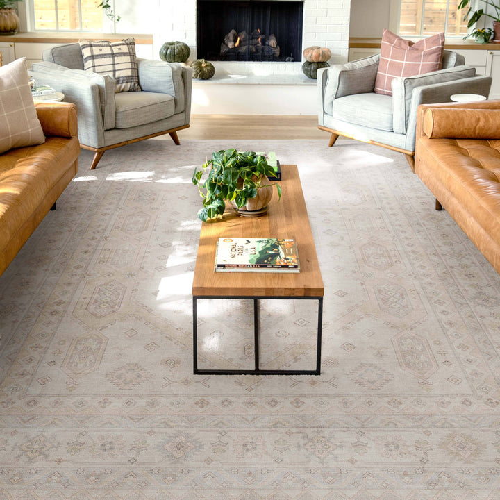 Nicosia Vintage Medallion Beige Flat-Weave Rug