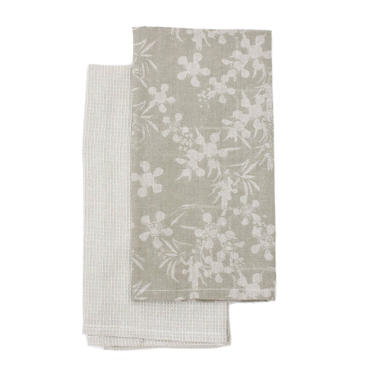 Myrtle Tea Towel in Sage, Set of 2