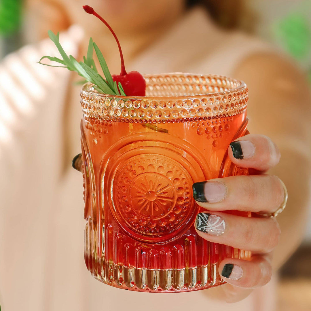 Tara Retro Arch Floral Rose Gold Glassware 10oz (Set of 6)