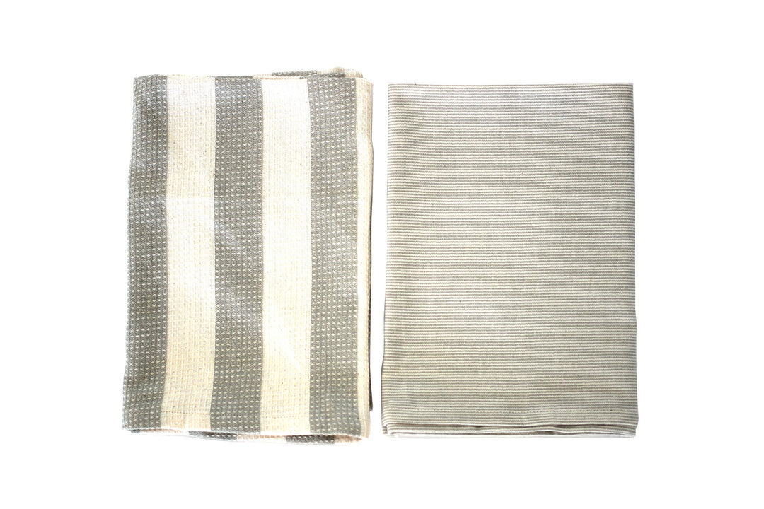 Dante Striped Sage Green Tea Towel, Set of 2