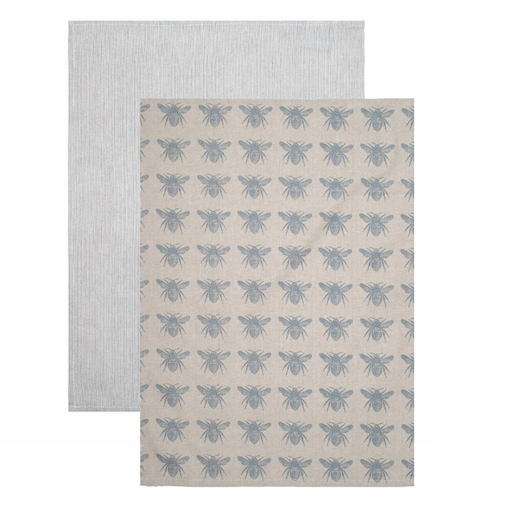 Bumble Bee Tea Towel in Blue Haze, Set of 2